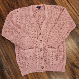 Vintage Renny Crochet Knit Button Sweater  Cardigan Ramie/Cotton Blend